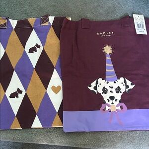 RADLEY LONDON Maroon, Purple & Gold Dalmatian Tote Set